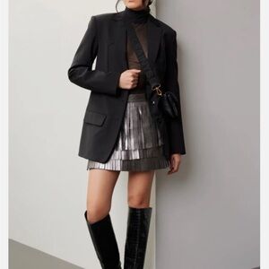 All Saints Black Leather Skirt